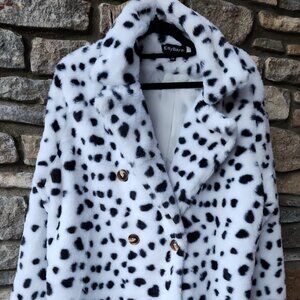 White Leopard Print Coat